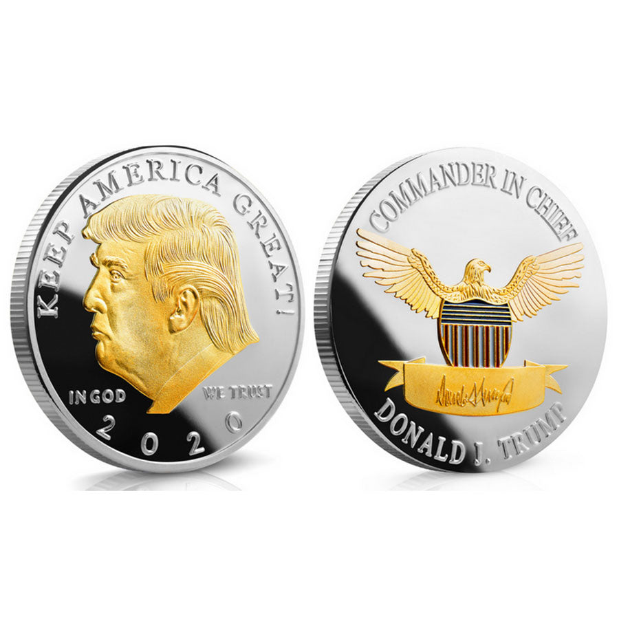 Silver plated and gold-plated two-color trump commemorative coins