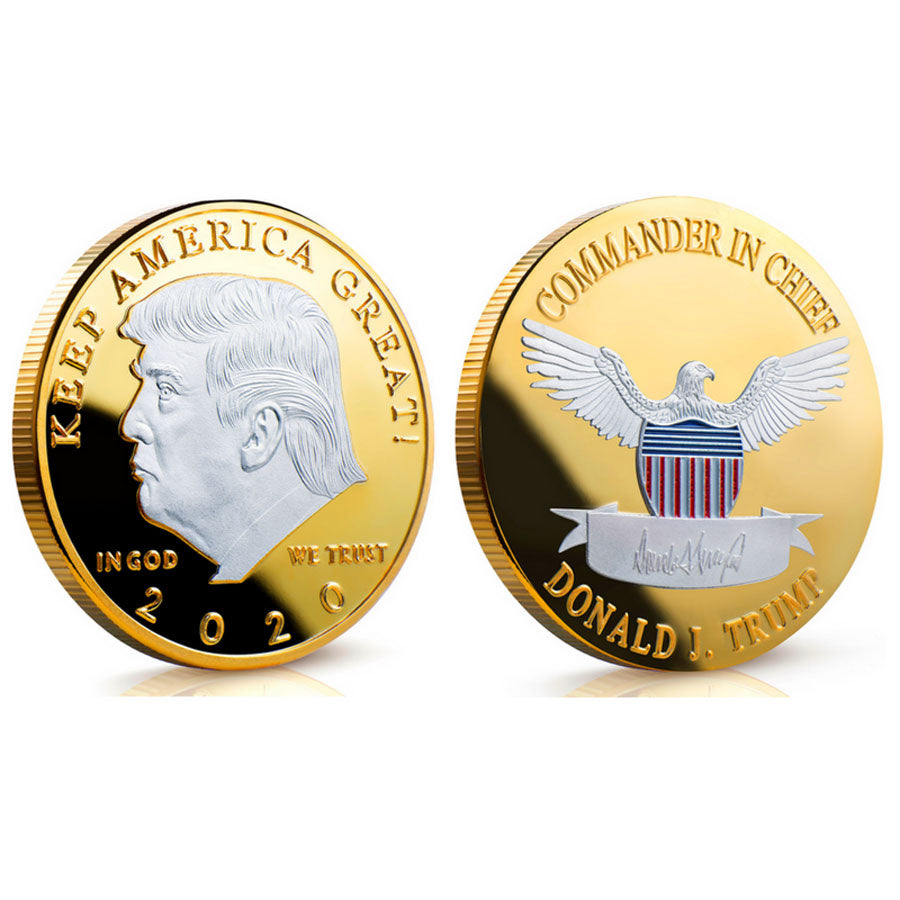 Silver plated and gold-plated two-color trump commemorative coins